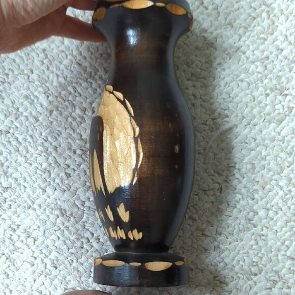 Handcrafted Wooden Vase with Carved Design - Picture 11 of 14